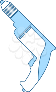 Electric Drill Icon. Thin Line With Blue Fill Design. Vector Illustration.