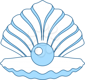 Open Seashell Icon. Thin Line With Blue Fill Design. Vector Illustration.