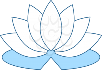 Lotus Flower Icon. Thin Line With Blue Fill Design. Vector Illustration.