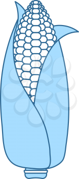Corn Icon. Thin Line With Blue Fill Design. Vector Illustration.