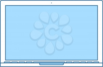 Laptop Icon. Thin Line With Blue Fill Design. Vector Illustration.