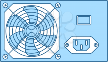Power Unit Icon. Thin Line With Blue Fill Design. Vector Illustration.