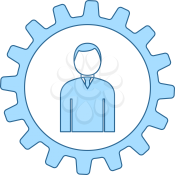 Teamwork Icon. Thin Line With Blue Fill Design. Vector Illustration.