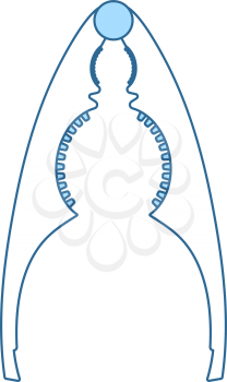 Nutcracker Pliers Icon. Thin Line With Blue Fill Design. Vector Illustration.