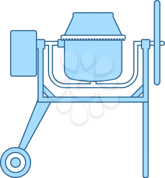 Icon Of Concrete Mixer. Thin Line With Blue Fill Design. Vector Illustration.