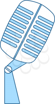 Old Microphone Icon. Thin Line With Blue Fill Design. Vector Illustration.