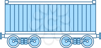 Railway Cargo Container Icon. Thin Line With Blue Fill Design. Vector Illustration.