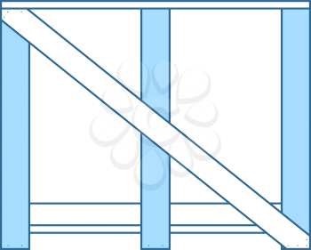 Wood Lathing For Fragile Goods. Thin Line With Blue Fill Design. Vector Illustration.