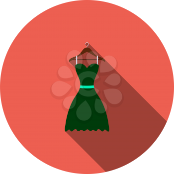 Elegant Dress On Shoulders Icon. Flat Circle Stencil Design With Long Shadow. Vector Illustration.