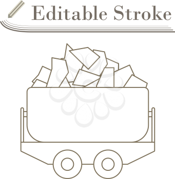 Mine Coal Trolley Icon. Editable Stroke Simple Design. Vector Illustration.