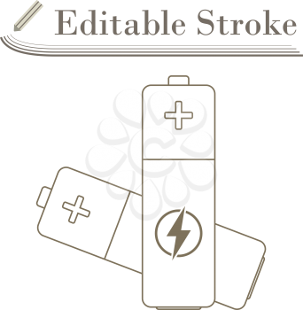 Electric Battery Icon. Editable Stroke Simple Design. Vector Illustration.