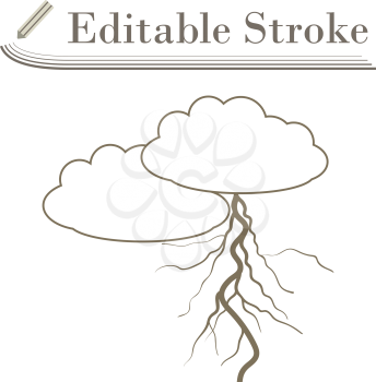 Clouds And Lightning Icon. Editable Stroke Simple Design. Vector Illustration.