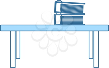 Office Low Table Icon. Thin Line With Blue Fill Design. Vector Illustration.