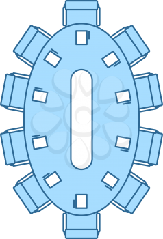 Negotiating Table Icon. Thin Line With Blue Fill Design. Vector Illustration.