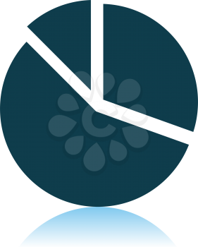 Pie Chart Icon. Shadow Reflection Design. Vector Illustration.