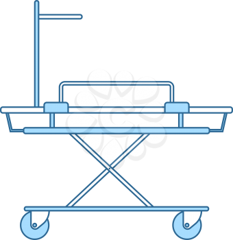 Medical Stretcher Icon. Thin Line With Blue Fill Design. Vector Illustration.