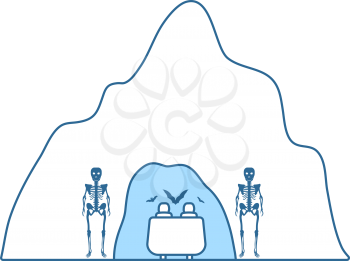 Scare Cave Icon. Thin Line With Blue Fill Design. Vector Illustration.