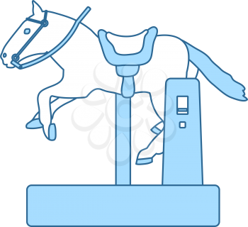 Horse Machine Icon. Thin Line With Blue Fill Design. Vector Illustration.