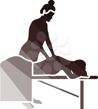 Woman Massage Icon. Flat Color Ladder Design. Vector Illustration.