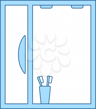 Bathroom Mirror Icon. Thin Line With Blue Fill Design. Vector Illustration.