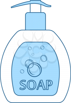 Liquid Soap Icon. Thin Line With Blue Fill Design. Vector Illustration.