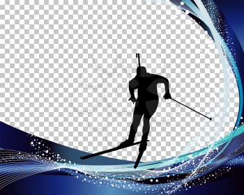 Sport background set with biathlon athlete. Vector illustration.