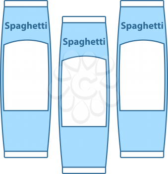 Spaghetti Package Icon. Thin Line With Blue Fill Design. Vector Illustration.