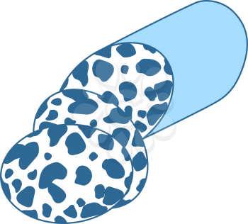 Salami Icon. Thin Line With Blue Fill Design. Vector Illustration.