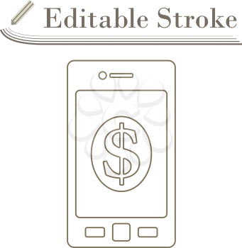 Smartphone With Dollar Sign Icon. Editable Stroke Simple Design. Vector Illustration.