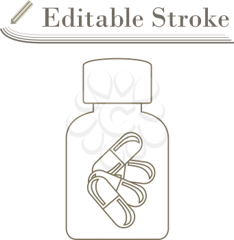 Pills Bottle Icon. Editable Stroke Simple Design. Vector Illustration.