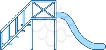 Children's Slide Icon. Thin Line With Blue Fill Design. Vector Illustration.