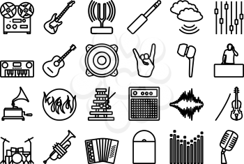 Music Icon Set. Bold outline design with editable stroke width. Vector Illustration.
