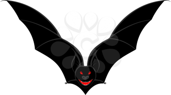 Scary Bat Over White Background for Creating Halloween Designs.  Vector illustration.