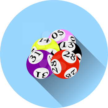 Lotto Balls Icon. Flat Circle Stencil Design With Long Shadow. Vector Illustration.