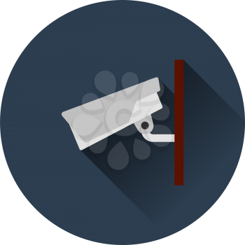Security Camera Icon. Flat Circle Stencil Design With Long Shadow. Vector Illustration.