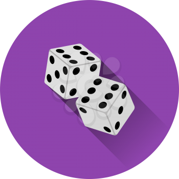 Craps Dice Icon. Flat Circle Stencil Design With Long Shadow. Vector Illustration.