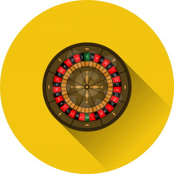Roulette Wheel Icon. Flat Circle Stencil Design With Long Shadow. Vector Illustration.