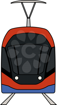 Tram Icon. Outline With Color Fill Design. Vector Illustration.