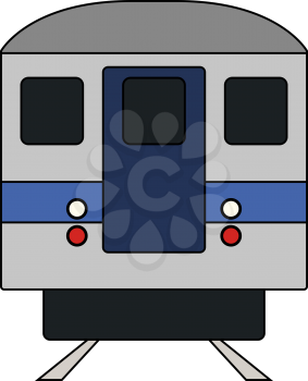 Subway Train Icon. Outline With Color Fill Design. Vector Illustration.