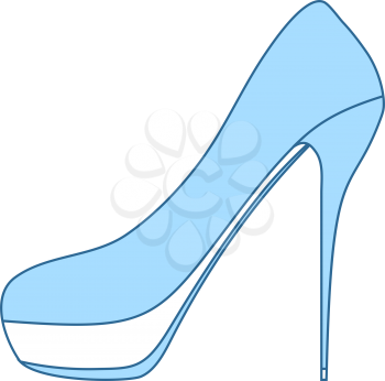 High Heel Shoe Icon. Thin Line With Blue Fill Design. Vector Illustration.