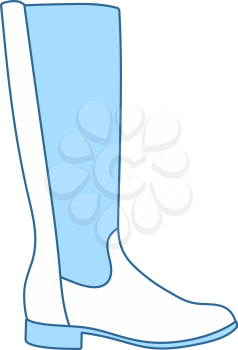 Autumn Woman Boot Icon. Thin Line With Blue Fill Design. Vector Illustration.