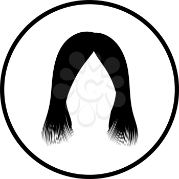 Woman Hair Dress. Thin Circle Stencil Design. Vector Illustration.