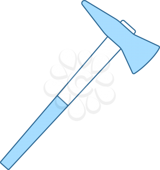 Fire Axe Icon. Thin Line With Blue Fill Design. Vector Illustration.