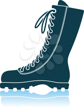 Hiking Boot Icon. Shadow Reflection Design. Vector Illustration.