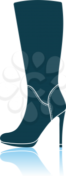 Autumn Woman High Heel Boot Icon. Shadow Reflection Design. Vector Illustration.