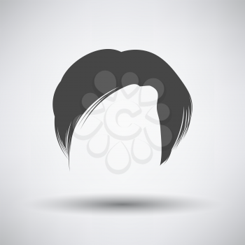 Man Hair Dress. Dark Gray on Gray Background With Round Shadow. Vector Illustration.