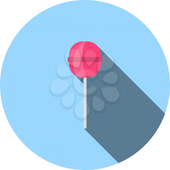 Stick Candy Icon. Flat Circle Stencil Design With Long Shadow. Vector Illustration.