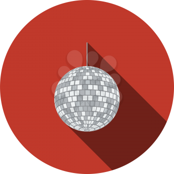 Party Disco Sphere Icon. Flat Circle Stencil Design With Long Shadow. Vector Illustration.
