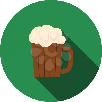 Mug Of Beer Icon. Flat Circle Stencil Design With Long Shadow. Vector Illustration.