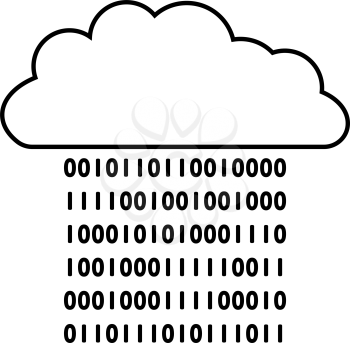 Cloud Data Stream Icon. Outline Simple Design. Vector Illustration.